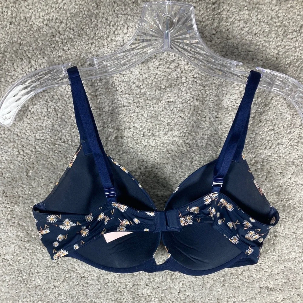 Victoria's Secret Daisy Print Push Up Bra Navy‎ Blue Women's Size 34C 406471QCN